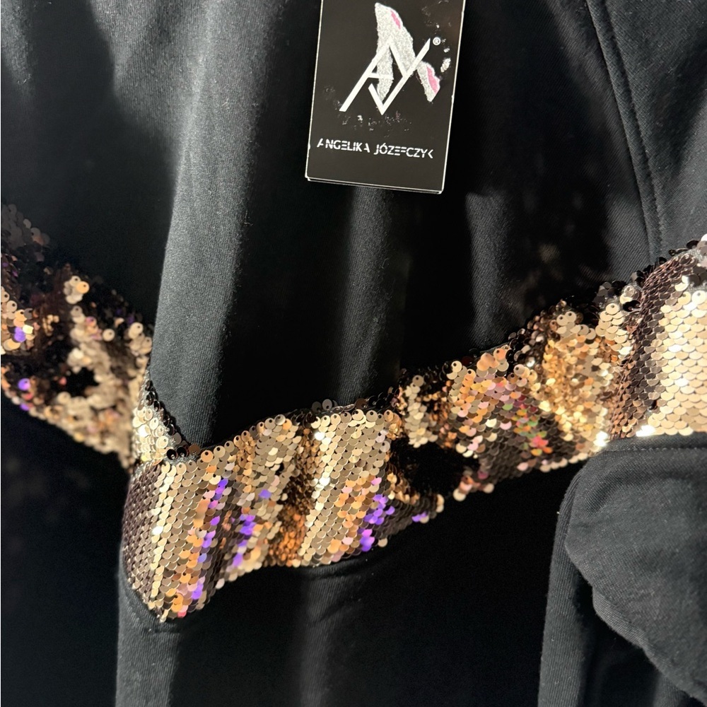 Black and Gold Sequin Women's Sweatshirt Size XXL - Picture 3 of 10